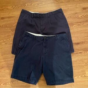 Dockers Shorts Men’s Size 38 Lot Of 2 Navy Blue 1 Flat Front 1 Pleated Front